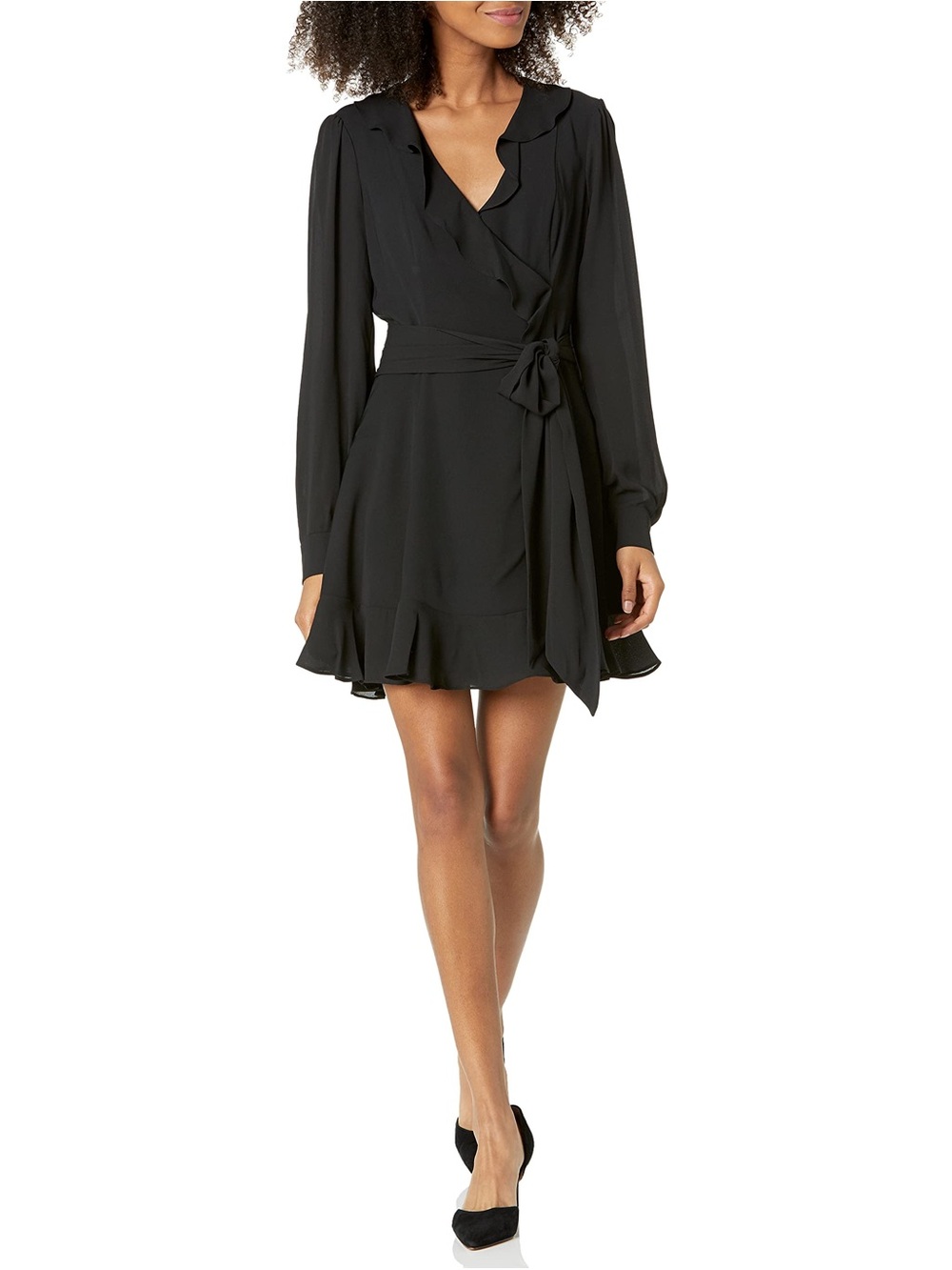 Parker Pauline Black Ruffle Mini Dress